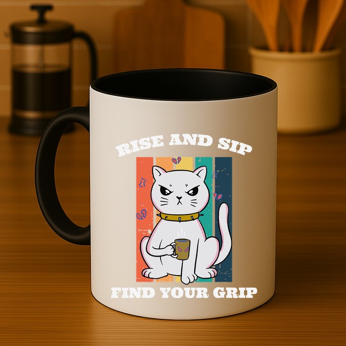 Rise And Sip Find Your Grip Funny Caffeine Coffee Mug