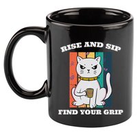 Rise And Sip Find Your Grip Funny Caffeine Coffee 11oz C Handle Ceramic Mug