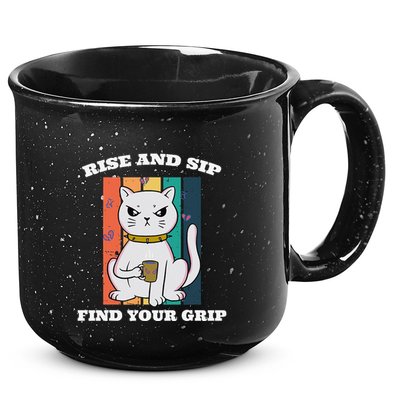 Rise And Sip Find Your Grip Funny Caffeine Coffee 15oz Campfire Ceramic Mug