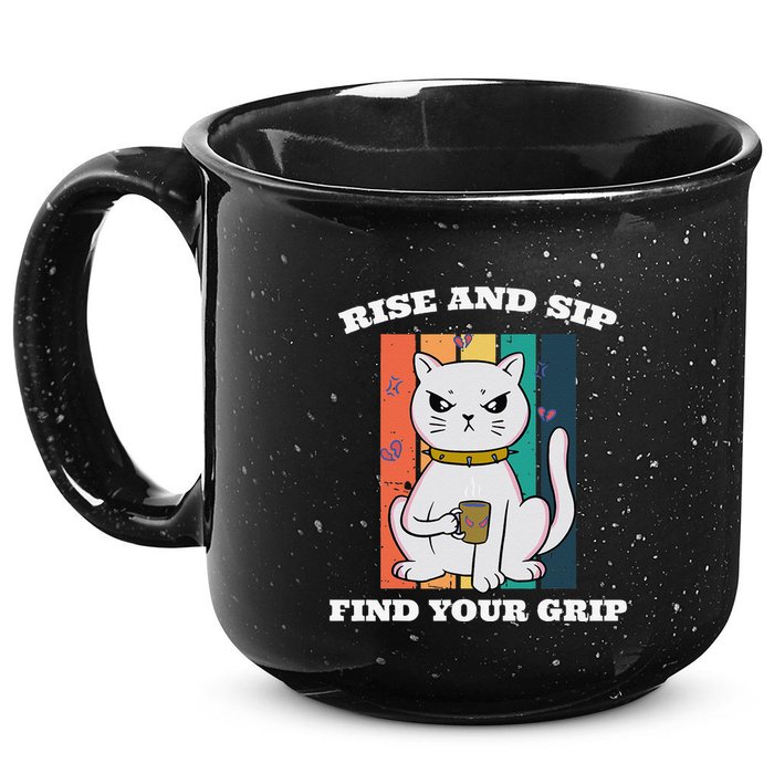 Rise And Sip Find Your Grip Funny Caffeine Coffee 15oz Campfire Ceramic Mug