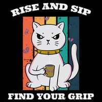 Rise And Sip Find Your Grip Funny Caffeine Coffee Drawstring Bag