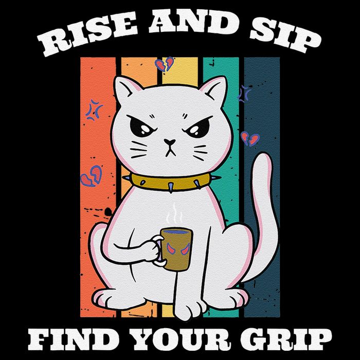 Rise And Sip Find Your Grip Funny Caffeine Coffee Drawstring Bag
