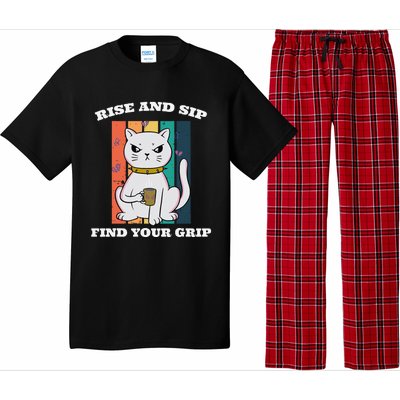 Rise And Sip Find Your Grip Funny Caffeine Coffee Pajama Set