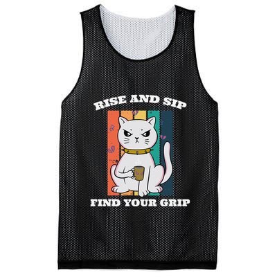 Rise And Sip Find Your Grip Funny Caffeine Coffee Mesh Reversible Basketball Jersey Tank