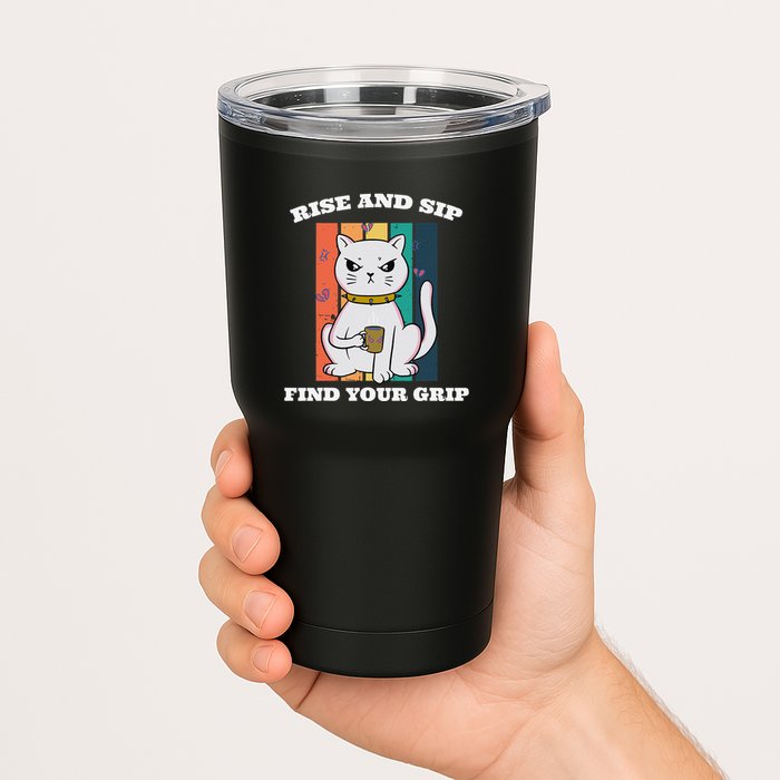 Rise And Sip Find Your Grip Funny Caffeine Coffee Tumbler