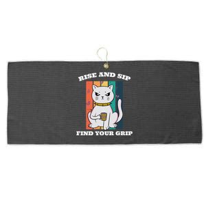 Rise And Sip Find Your Grip Funny Caffeine Coffee Large Microfiber Waffle Golf Towel