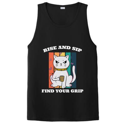 Rise And Sip Find Your Grip Funny Caffeine Coffee PosiCharge Competitor Tank