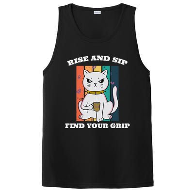 Rise And Sip Find Your Grip Funny Caffeine Coffee PosiCharge Competitor Tank