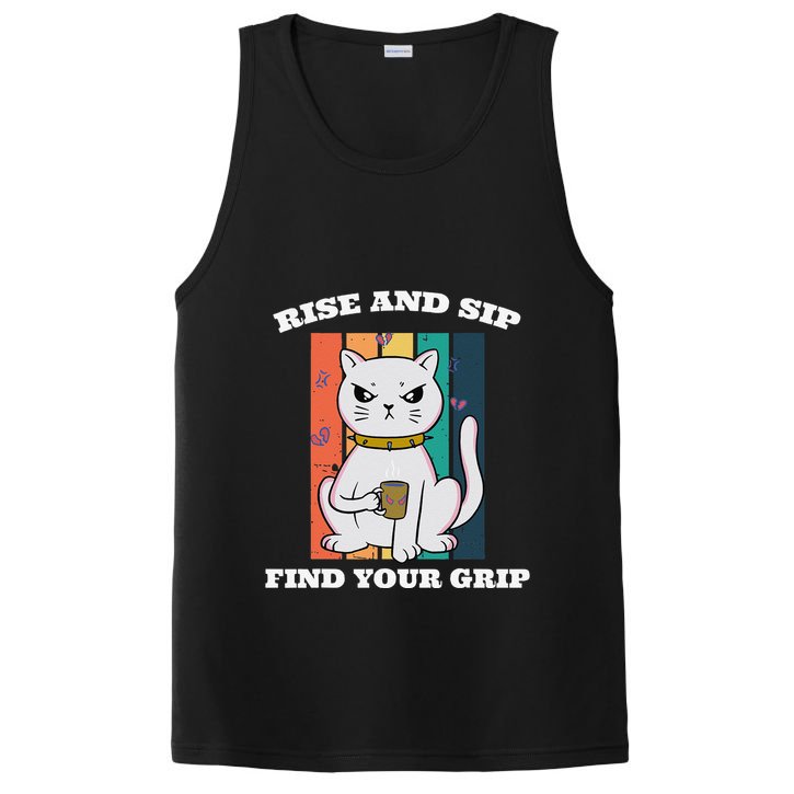 Rise And Sip Find Your Grip Funny Caffeine Coffee PosiCharge Competitor Tank