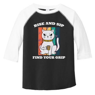 Rise And Sip Find Your Grip Funny Caffeine Coffee Toddler Fine Jersey T-Shirt