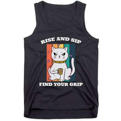 Rise And Sip Find Your Grip Funny Caffeine Coffee Tank Top