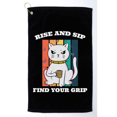 Rise And Sip Find Your Grip Funny Caffeine Coffee Golf Towel