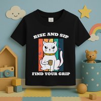 Rise And Sip Find Your Grip Funny Caffeine Coffee Toddler T-Shirt