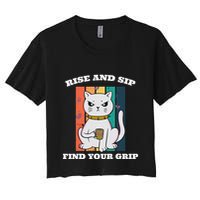 Rise And Sip Find Your Grip Funny Caffeine Coffee Crop Top