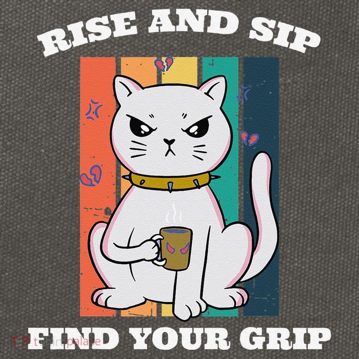 Rise And Sip Find Your Grip Funny Caffeine Coffee Cotton Canvas Backpack