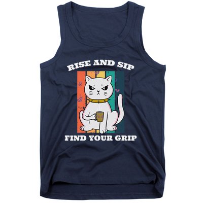 Rise And Sip Find Your Grip Funny Caffeine Coffee Tank Top