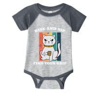 Rise And Sip Find Your Grip Funny Caffeine Coffee Infant Baby Jersey Bodysuit