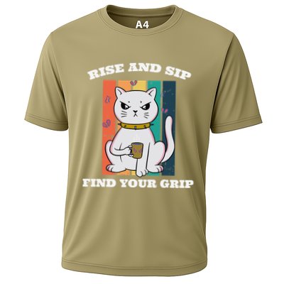 Rise And Sip Find Your Grip Funny Caffeine Coffee Performance Shirt