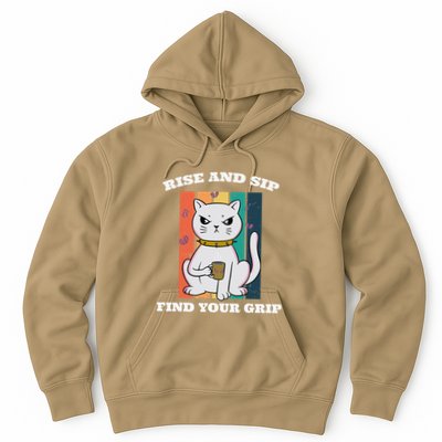Rise And Sip Find Your Grip Funny Caffeine Coffee Hoodie