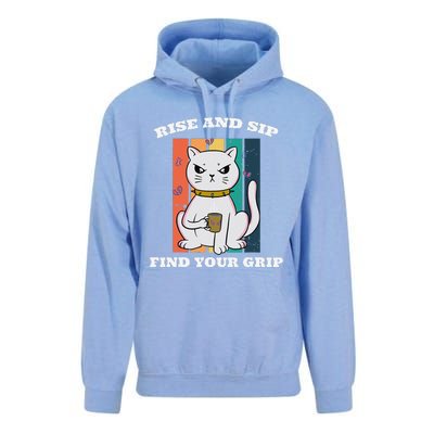 Rise And Sip Find Your Grip Funny Caffeine Coffee Unisex Surf Hoodie