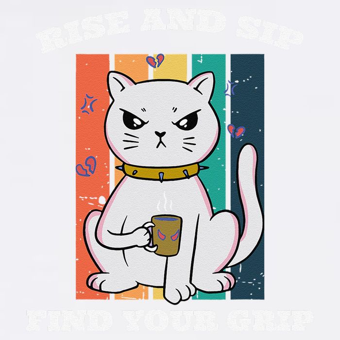 Rise And Sip Find Your Grip Funny Caffeine Coffee Garment-Dyed Sweatshirt