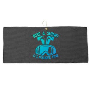 Rise And Shine Its Powder Time Winter Skier Snow Skiing Gift Large Microfiber Waffle Golf Towel