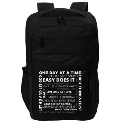 Recovery Aa Sayings And Slogans One Day At A Time Design Na Impact Tech Backpack