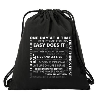 Recovery Aa Sayings And Slogans One Day At A Time Design Na Drawstring Bag