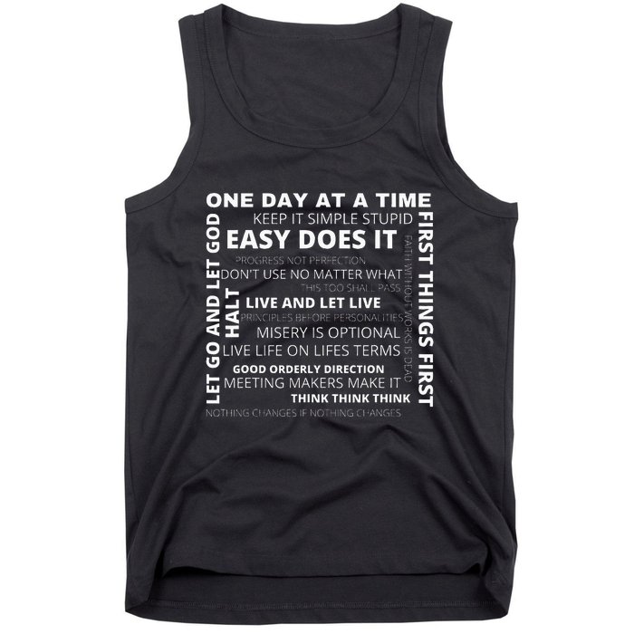 Recovery Aa Sayings And Slogans One Day At A Time Design Na Tank Top