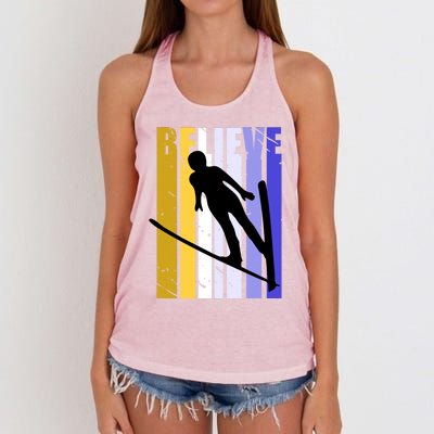 Retro Alpine Ski Jumping Jumper Female Competition Vintage Gift Women's Knotted Racerback Tank