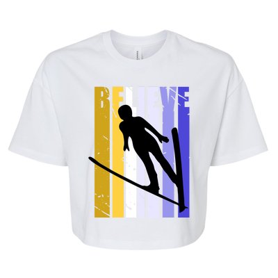 Retro Alpine Ski Jumping Jumper Female Competition Vintage Gift Bella+Canvas Jersey Crop Tee