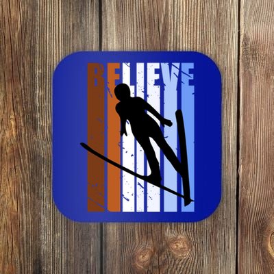 Retro Alpine Ski Jumping Jumper Female Competition Vintage Gift Coaster