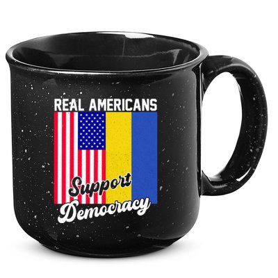 Real Americans Support Democracy Pro Ukraine Anti War Peace 15oz Campfire Ceramic Mug