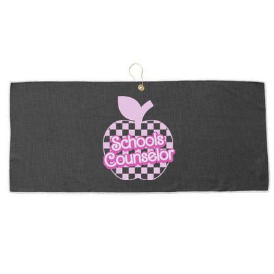 Retro Apple School Counselor Groovy Back To School Large Microfiber Waffle Golf Towel