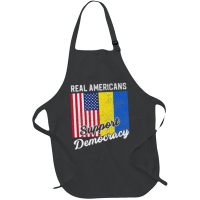 Real Americans Support Democracy Pro Ukraine Full-Length Apron With Pockets
