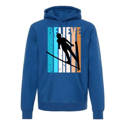 Retro Alpine Ski Jumping Jumper Female Competition Vintage Cute Gift Premium Hoodie