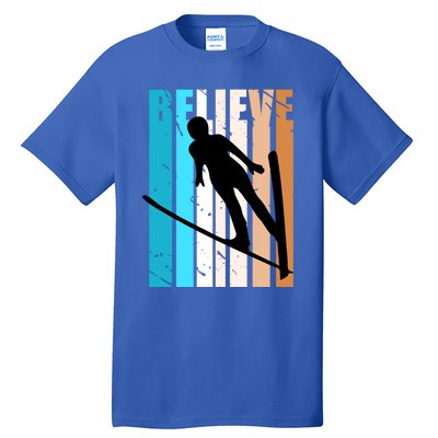 Retro Alpine Ski Jumping Jumper Female Competition Vintage Gift Tall T-Shirt