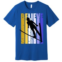 Retro Alpine Ski Jumping Jumper Female Competition Vintage Funny Gift Premium T-Shirt