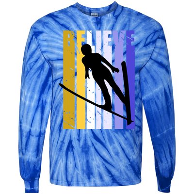 Retro Alpine Ski Jumping Jumper Female Competition Vintage Funny Gift Tie-Dye Long Sleeve Shirt