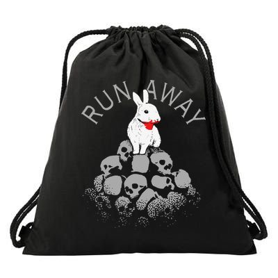 Run Away Scary Bunny With Skull, Scary Easter For, Women Drawstring Bag