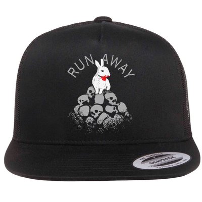 Run Away Scary Bunny With Skull, Scary Easter For, Women Flatbill Hat
