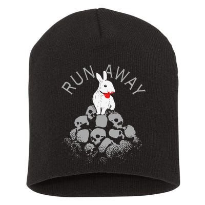 Run Away Scary Bunny With Skull, Scary Easter For, Women Short Acrylic Beanie
