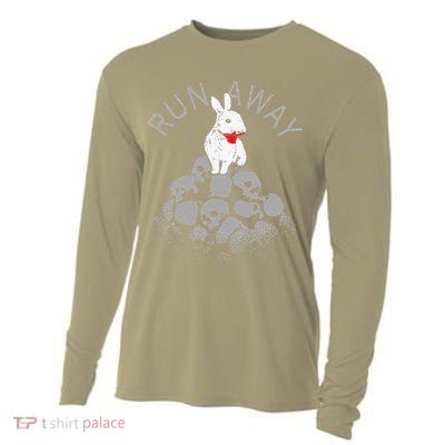 Run Away Scary Bunny With Skull, Scary Easter For, Women Cooling Performance Long Sleeve Crew