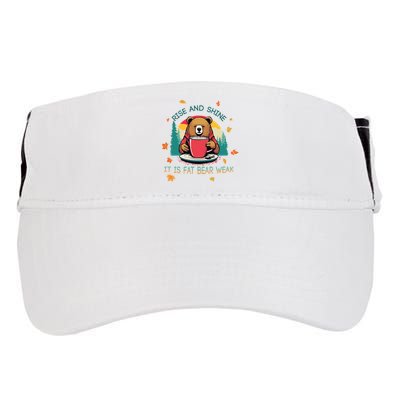 Rise And Shine Fat Bear Week Cute Bear Drinking Coffee Groggy Bear Retro Sunset Adult Drive Performance Visor