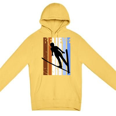 Retro Alpine Ski Jumping Jumper Female Competition Vintage Cool Gift Premium Pullover Hoodie