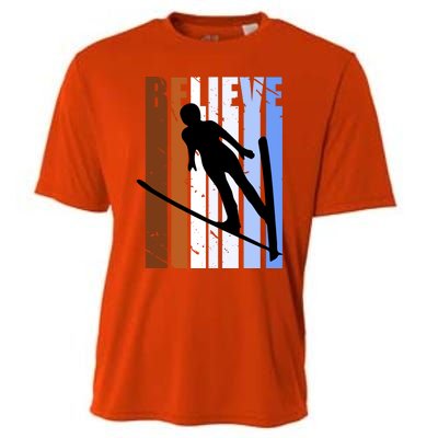 Retro Alpine Ski Jumping Jumper Female Competition Vintage Cool Gift Cooling Performance Crew T-Shirt