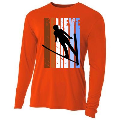 Retro Alpine Ski Jumping Jumper Female Competition Vintage Cool Gift Cooling Performance Long Sleeve Crew