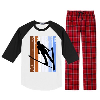 Retro Alpine Ski Jumping Jumper Female Competition Vintage Cool Gift Raglan Sleeve Pajama Set