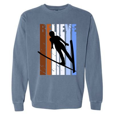 Retro Alpine Ski Jumping Jumper Female Competition Vintage Cool Gift Garment-Dyed Sweatshirt