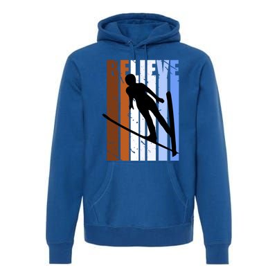 Retro Alpine Ski Jumping Jumper Female Competition Vintage Cool Gift Premium Hoodie